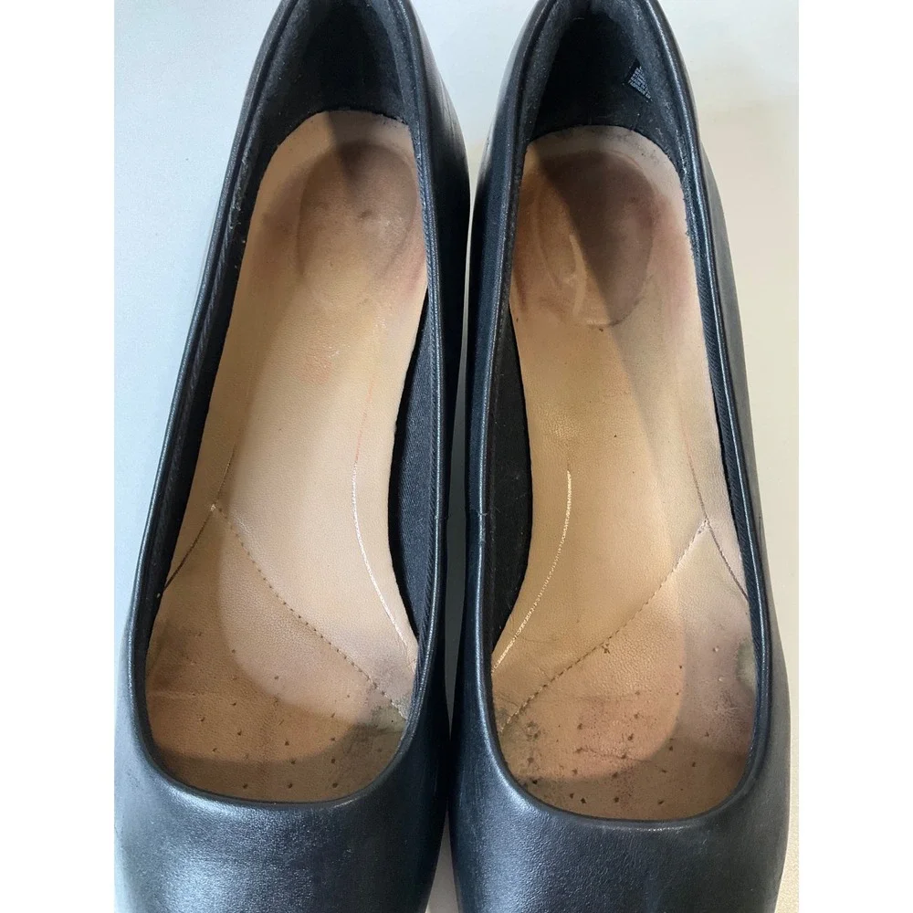 Clarks Orabella Alice Black Leather Cuir Noir Block Heel Pump Career Comfort 8